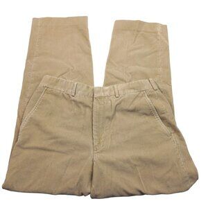 Lands' End Men's Corduroy Tapered Leg Pants Size 32 Solid Tan Pockets Casual